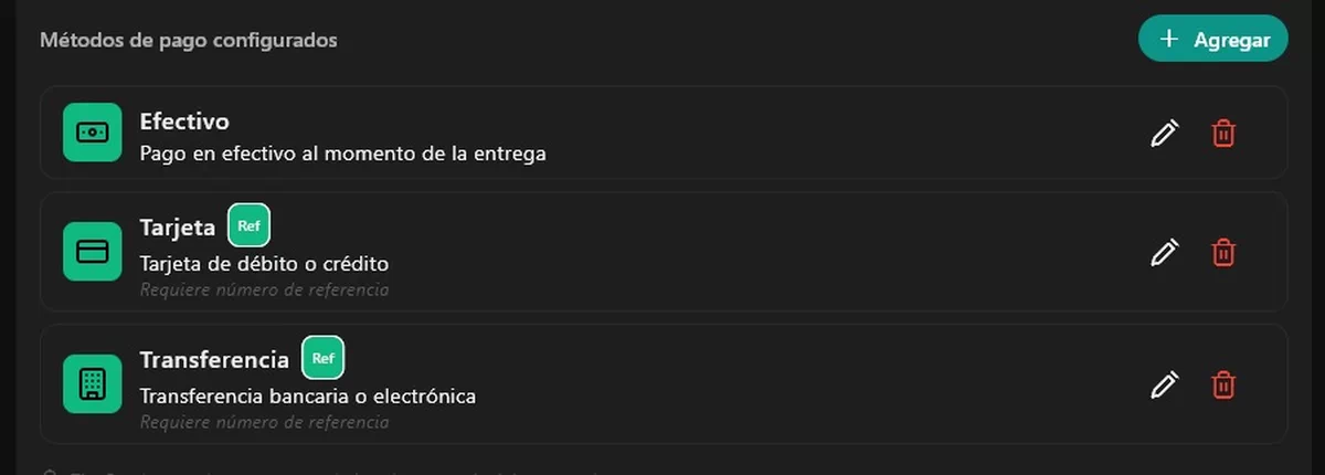 Métodos de pago
