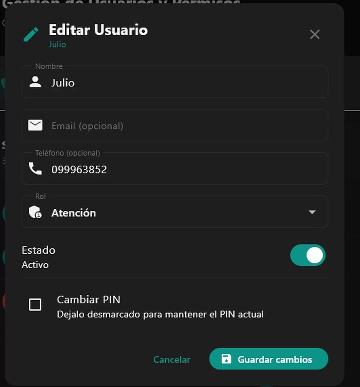 Crear usuario