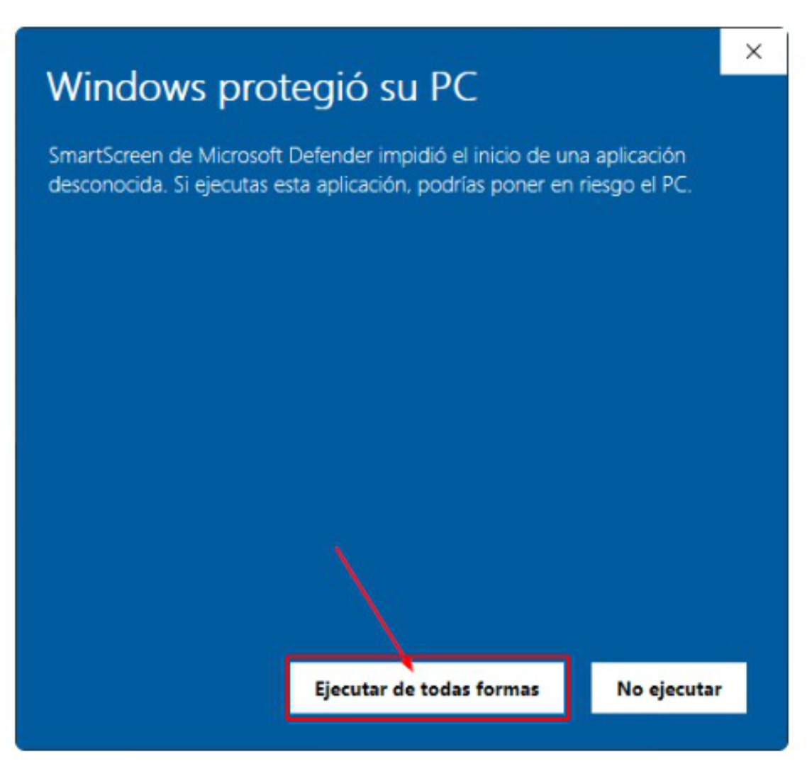 Paso 3: clic en Ejecutar de todas formas