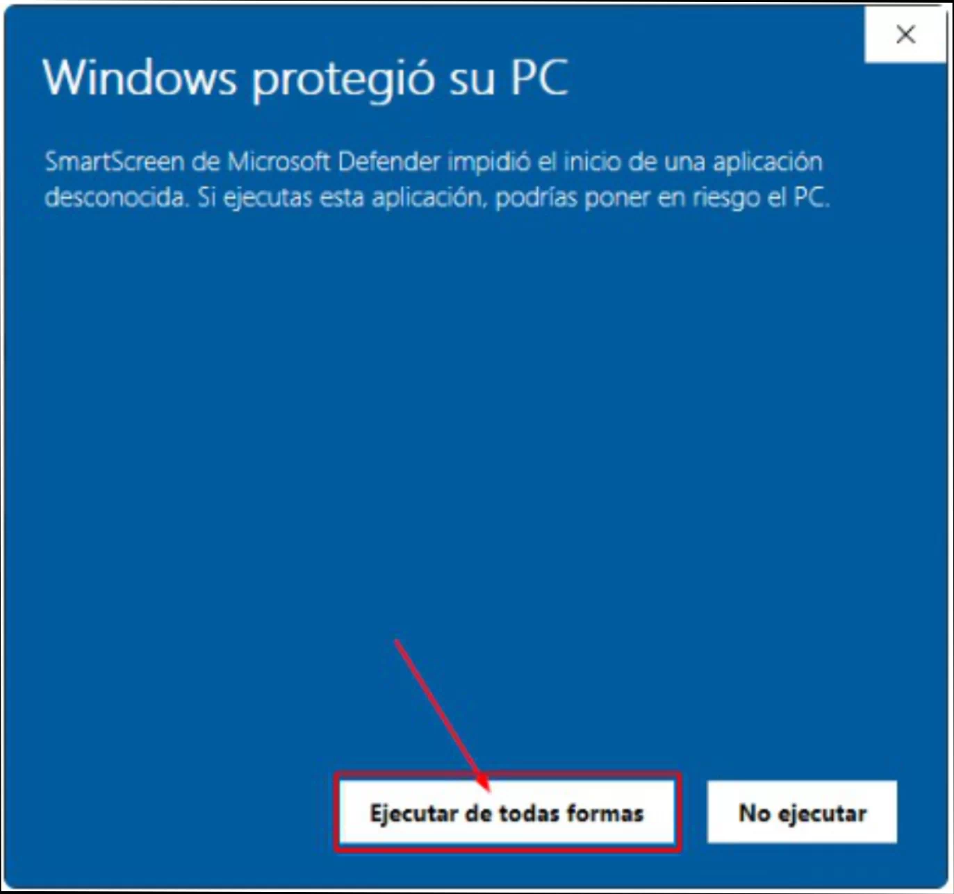 Paso 3: clic en Ejecutar de todas formas